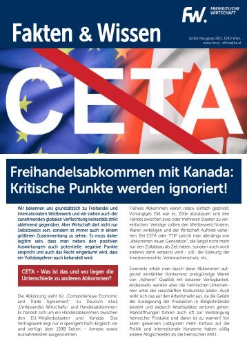 FW-CETA - kritische Punkte werden ignoriert