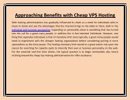 Approaching Benefits with Cheap VPS Hosting