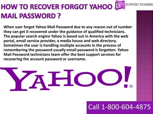 1-800-604-4875 How to Recover Forgot Yahoo Mail Password