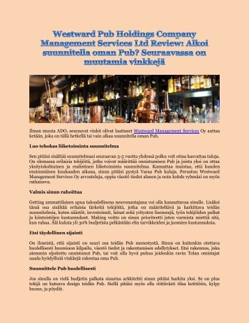 Westward Pub Holdings Company Management Services Ltd Review