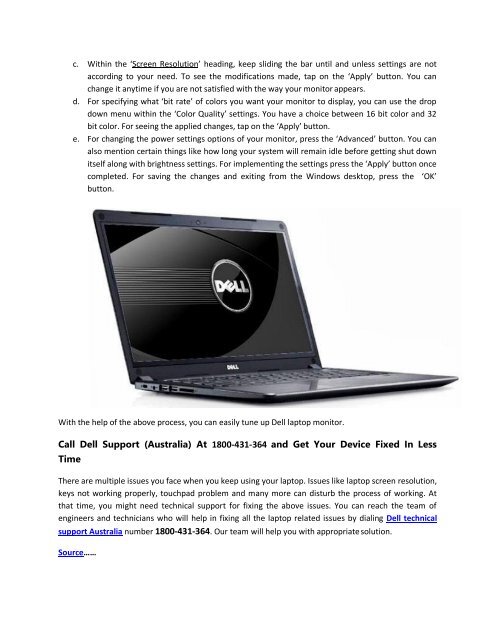 Tuning Up Dell Laptop Monitor With Dell Technical Support Australia