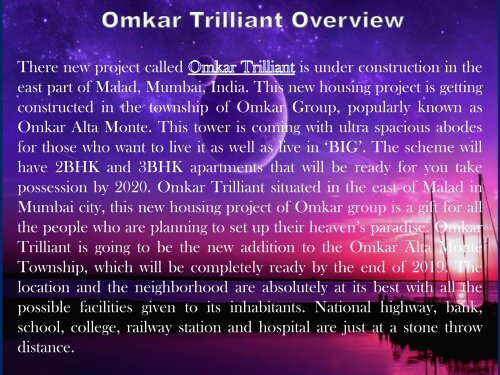 Omkar Trilliant Upcoming Project Mumbai