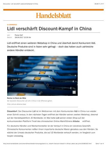 Discounter: Lidl verschärft Lebensmittelkampf in China