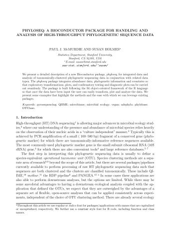 phyloseq: A Bioconductor Package for Handling and Analysis