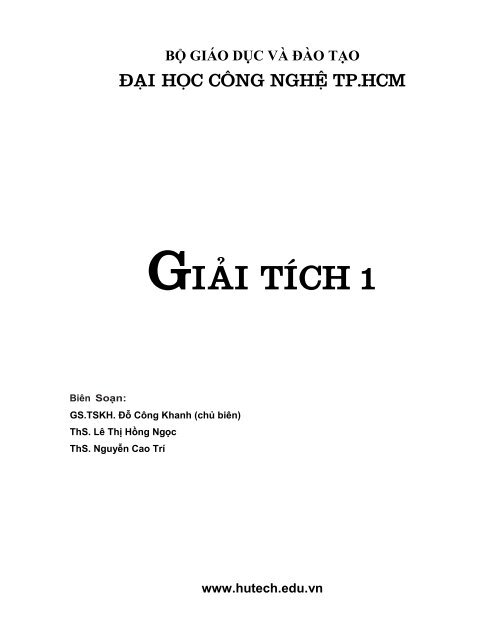 Sách giáo trình Giải tích 1 Đỗ Công Khanh (chủ biên) Hutech, 2015