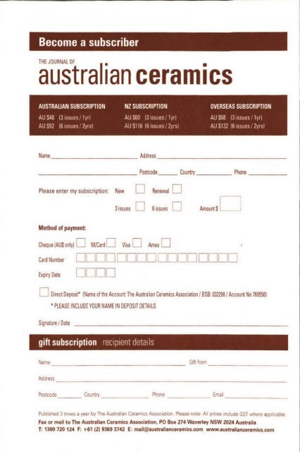 The Journal of Australian Ceramics Vol 48 No 3 November 2009