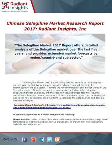 Global and Chinese Selegiline Market Outlook 2017-2022