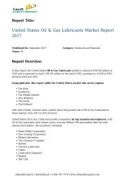 United States Oil & Gas Lubricants Market Report 2017 