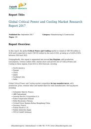 Global Critical Power and Cooling Market Research Report 2017