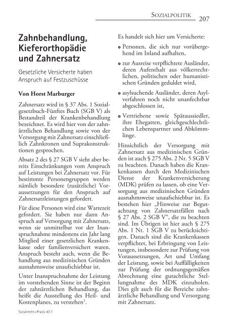 Sozialrecht + Praxis - Ausgabe April 2017