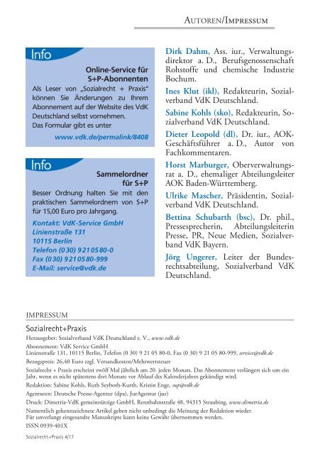 Sozialrecht + Praxis - Ausgabe April 2017