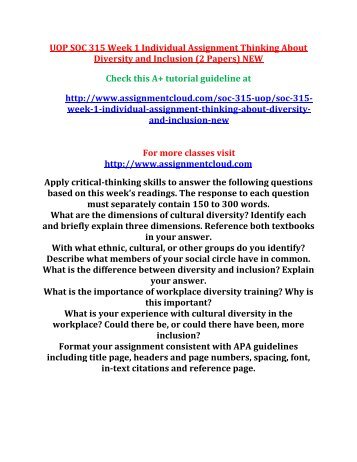cultural diversity soc 315 uop Soc 315 online help,soc 315 course tutorials,soc 315 uop guide . cultural diversity soc 315 uop Soc 315 online help,soc 315 course tutorials,soc 315 uop guide .