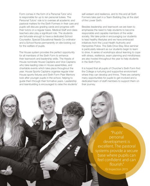 Churcher's College Sixth Form Prospectus 2018