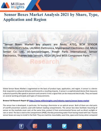 Sensor Box Market Overview and Analysis Report to 2021