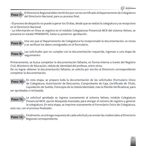 Instructivo y Procedimientos Departamento de Colegiatura