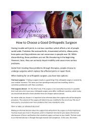 How to Choose a Good Orthopedic Surgeon