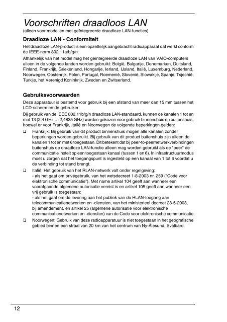 Sony VPCEB3D4E - VPCEB3D4E Documents de garantie N&eacute;erlandais