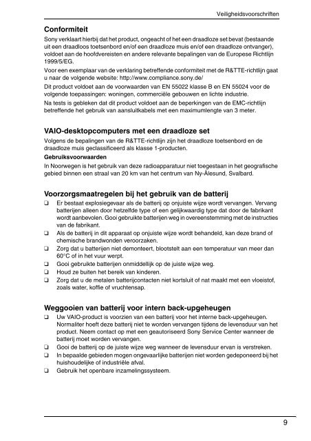 Sony VPCEB3D4E - VPCEB3D4E Documents de garantie N&eacute;erlandais