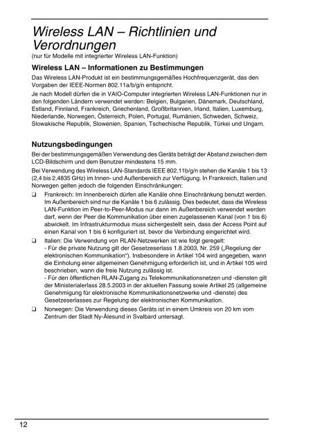 Sony VPCEB3D4E - VPCEB3D4E Documents de garantie Allemand