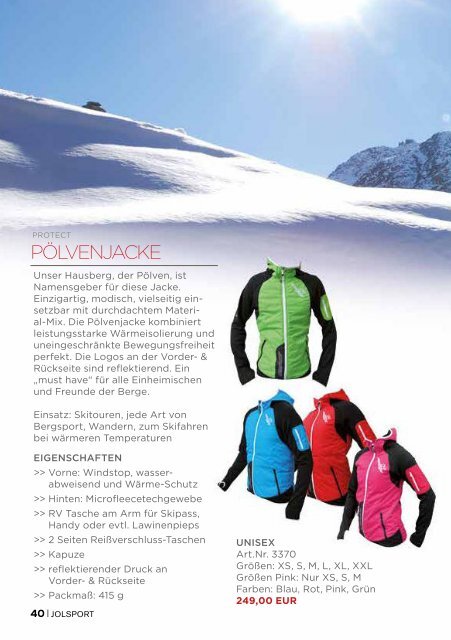 JOLsport Produktkatalog Nr. 8