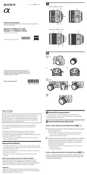 Sony SAL135F18Z - SAL135F18Z Consignes dâutilisation Roumain