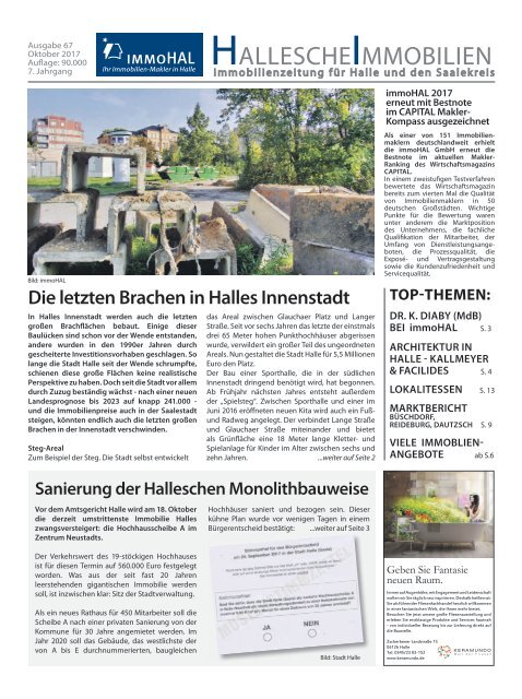 Hallesche-Immobilienzeitung-Ausgabe  67, Oktober 2017