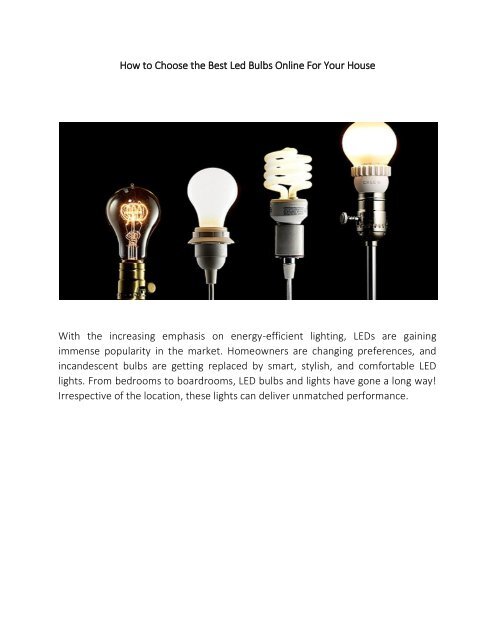 How to Choose the Best Led Bulbs Online For Your House