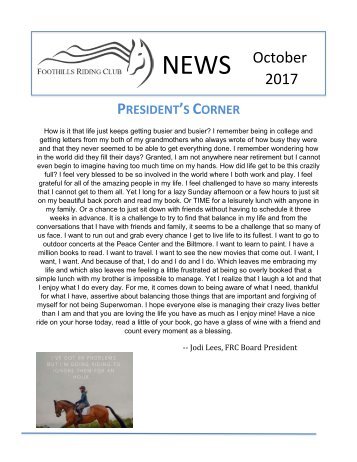 October 2017 FRC Member Newsletter