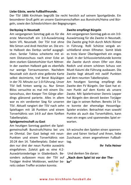 08.10.2017 - Stadionzeitung Bunstruht / Bürgeln