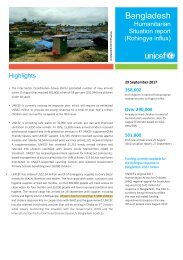 UNICEF Bangladesh Humanitarian Situation Report No.4 on new influx of Rohingya - 29 September 2017