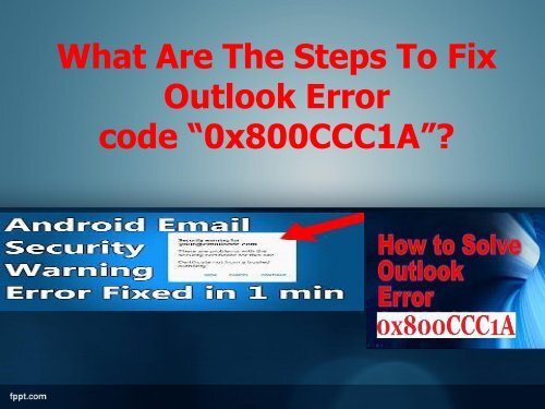 how to solve error 0x800ccc1a