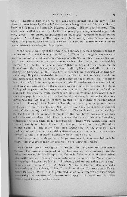 Jarvis Magnet - 1906 Volume 2 Number 2