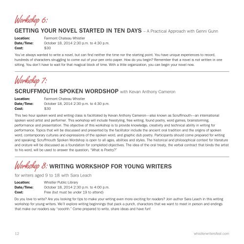 Whistler Writers Festival Program 2014