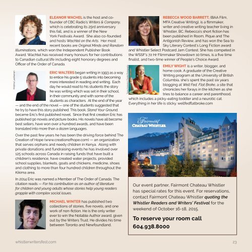 Whistler Writers Festival Program Guide 2015