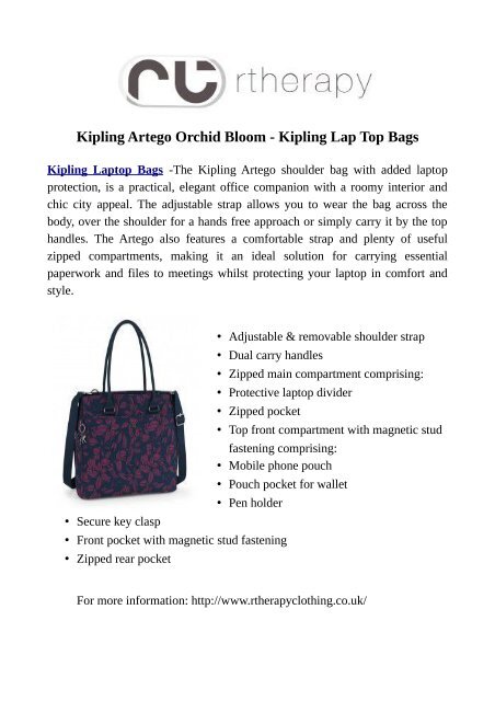 Kipling Artego Orchid Bloom - Kipling Lap Top Bags