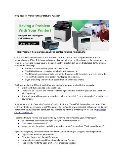 Bring Your HP Printer “Offline” Status to “Online”