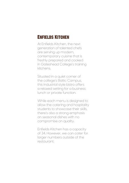 Enfields Kitchen Hospitality Brochure