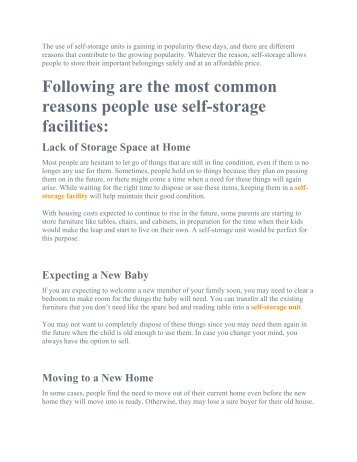 Self Storage Facilities