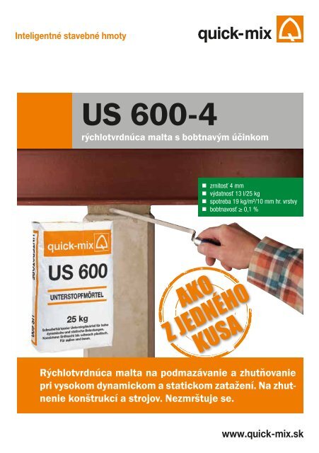 US 600-4 - Rýchlotvrdnúca malta s bobtnavým účinkom