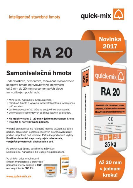 RA 20 - Samonivelačná hmota