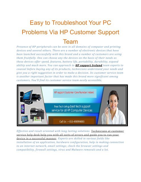 Easy To Troubleshoot Your Pc Problems Via Hp Customer Support Team