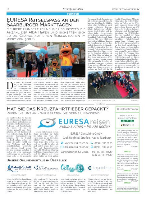 EURESAreisen Kreuzfahrt-Post - Ausgabe Oktober 2017