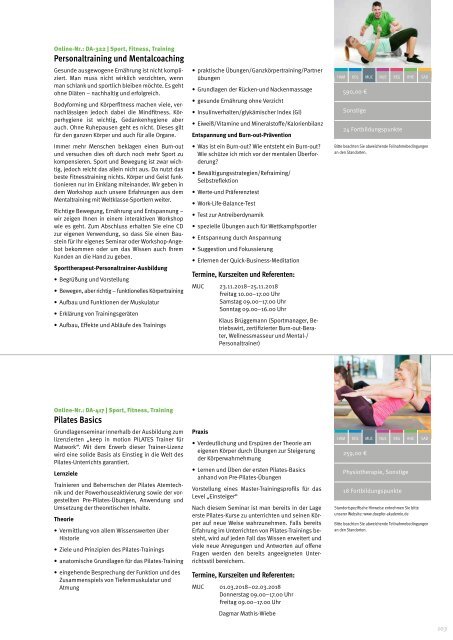 Döpfer Akademie Fortbildungskatalog 2018