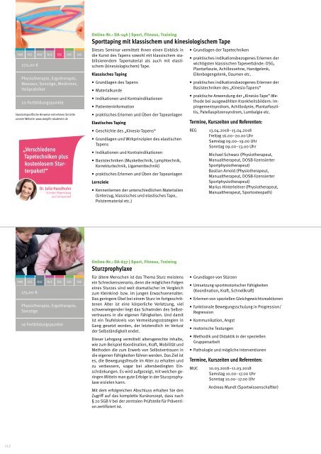 Döpfer Akademie Fortbildungskatalog 2018