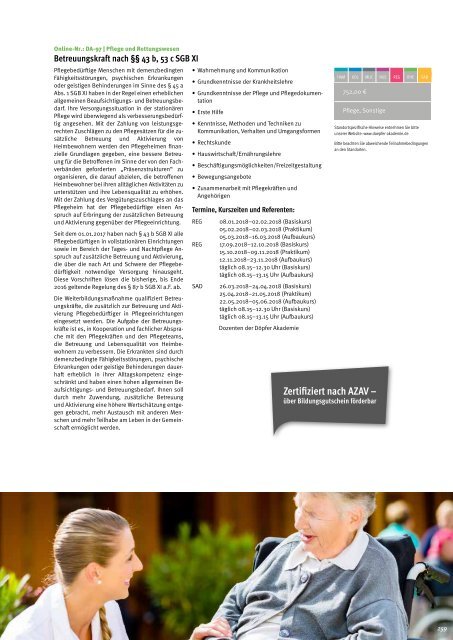 Döpfer Akademie Fortbildungskatalog 2018