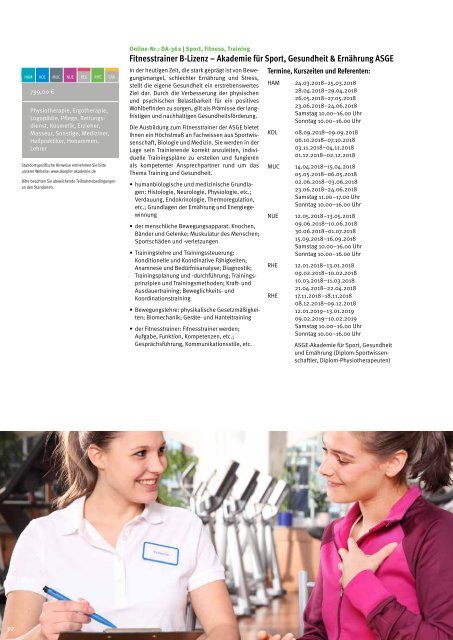 Döpfer Akademie Fortbildungskatalog 2018