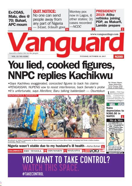 10102017 - You lied, cooked figures NNpC replies Kachikwu