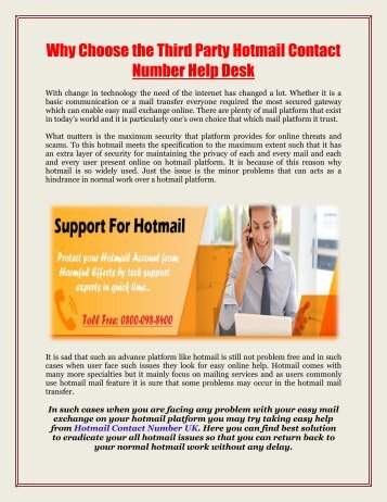 Why Choose the Third Party Hotmail Contact Number Help Desk