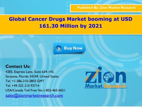 Global Cancer Drugs Market Would Reach USD $161.30 Billion By 2021