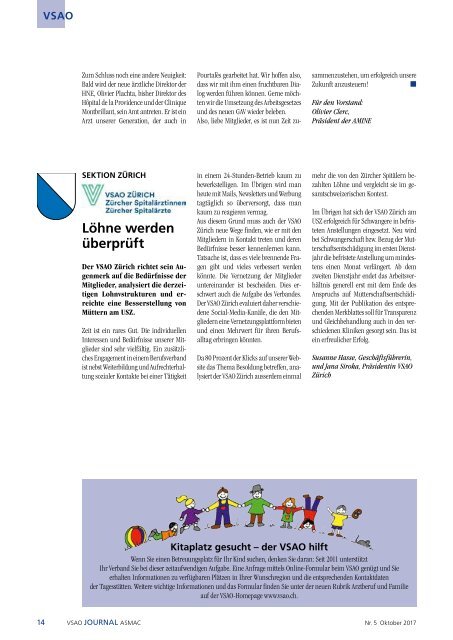 VSAO JOURNAL Nr. 5 - Oktober 2017